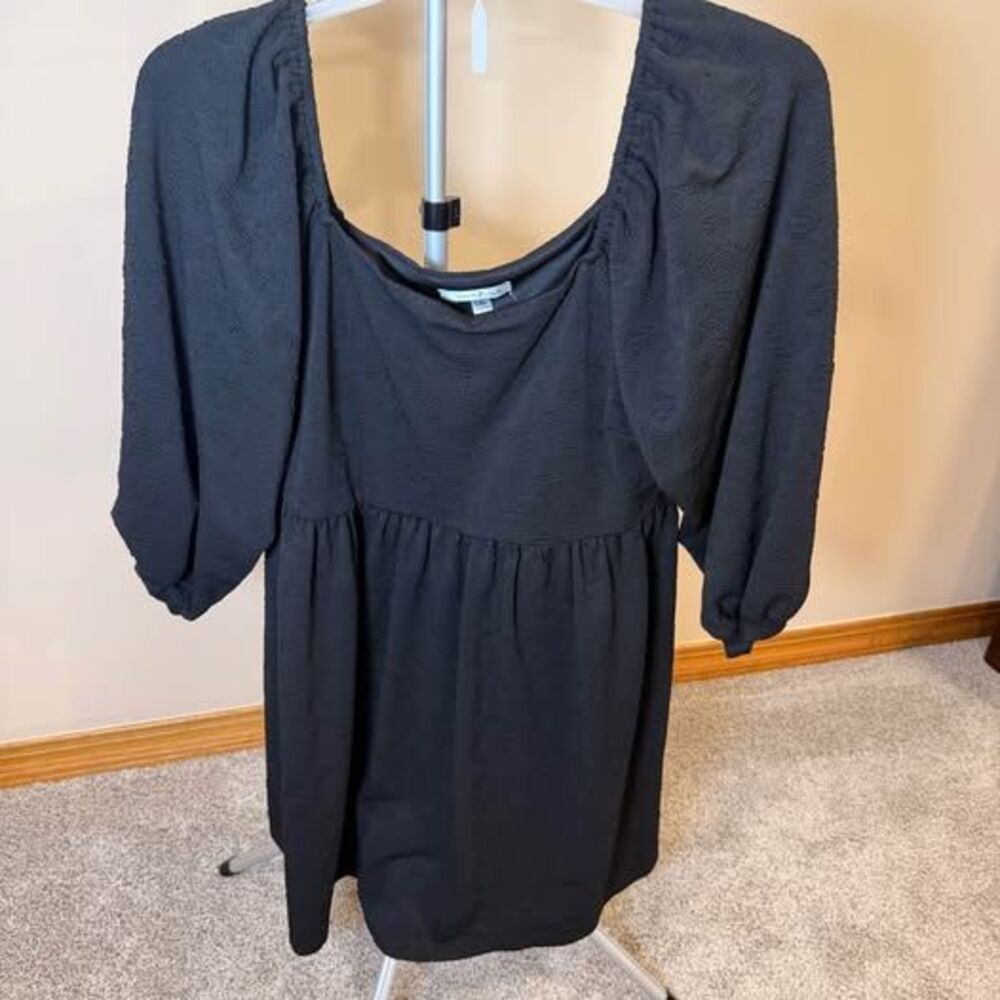 Perfectly Priscilla Black Textured Babydoll Dress Size 1XL